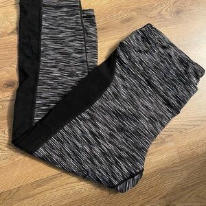 Black and Gray Striped Leggings